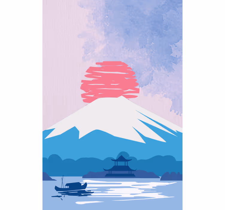 Toile fenêtre original paysage du mont fuji - TenStickers