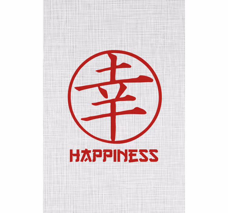 Toile fenêtre avec phrase le bonheur en japonais - TenStickers