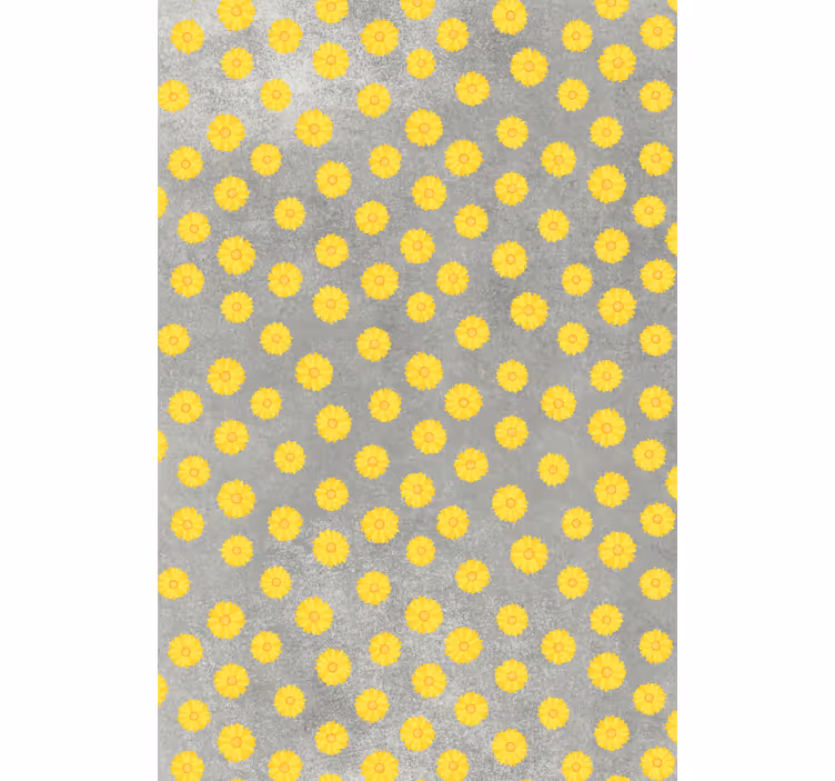 Toile fenêtre fleurs et plantes motif gris et jaune - TenStickers