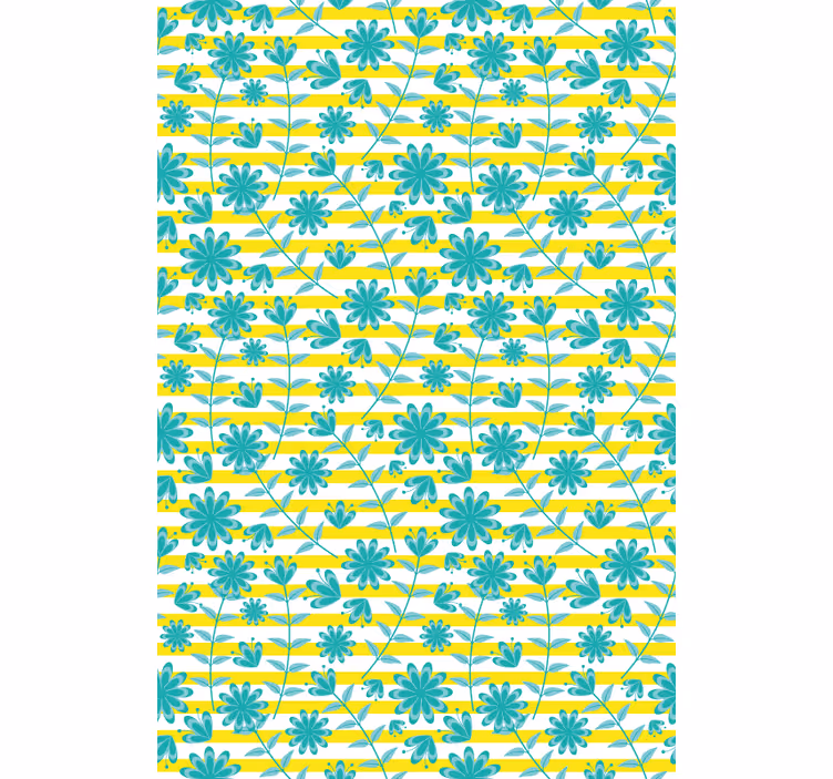 Toile fenêtre fleurs et plantes motif à rayures brillantes - TenStickers