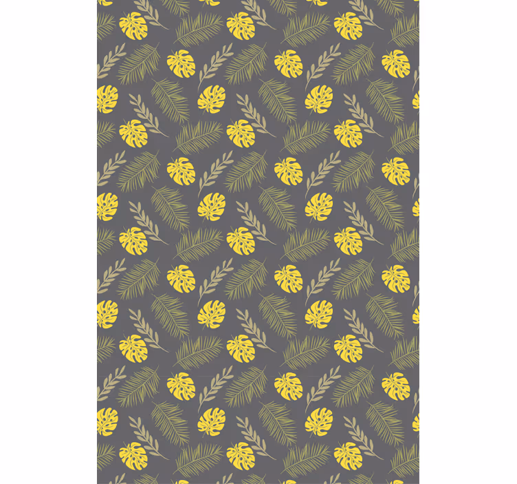 Toile fenêtre fleurs et plantes motif de feuille tropicale - TenStickers