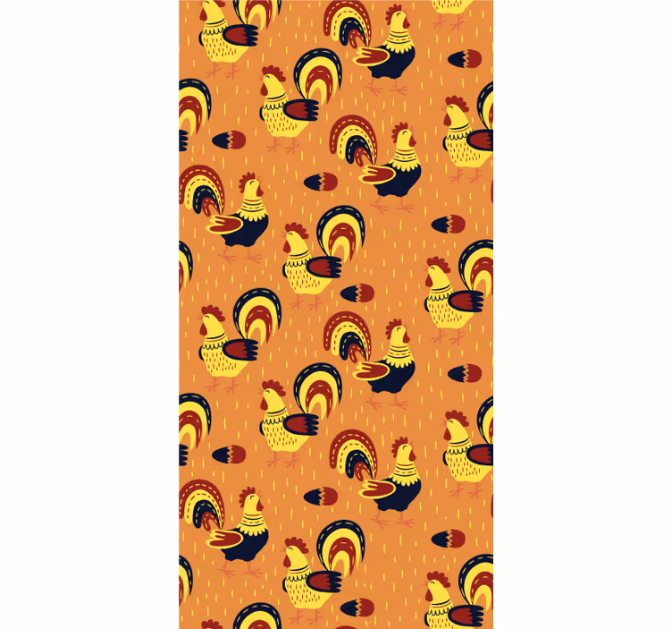 Toile fenêtre animaux motif de coqs colorés - TenStickers