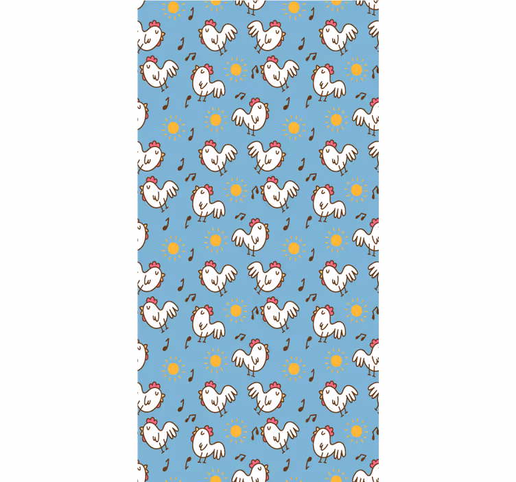 Toile fenêtre animaux motif poulet et soleil - TenStickers