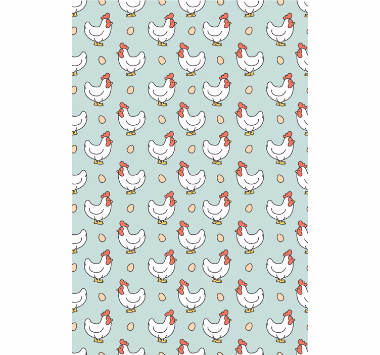 Toile fenêtre animaux poulets blancs et œufs - TenStickers