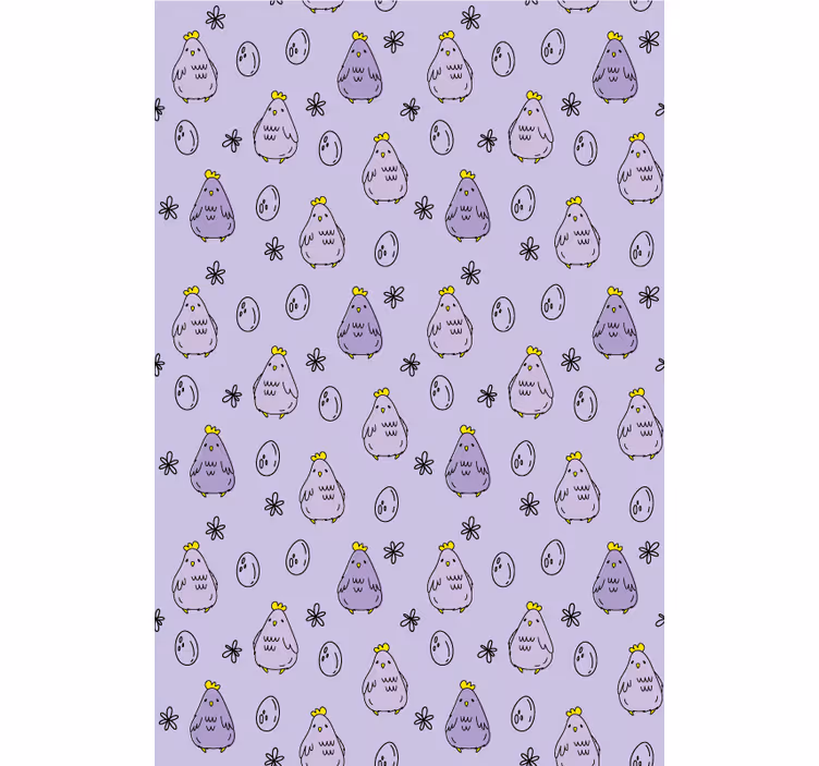 Toile fenêtre animaux motif de poulets violets - TenStickers