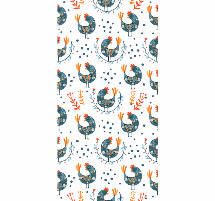 Toile fenêtre animaux poulet à plumes bleues - TenStickers