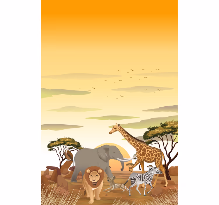 Store avec illustration d'animaux de la savane - TenStickers