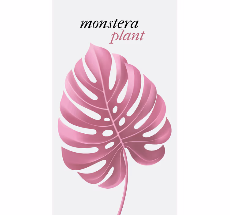 Toile fenêtre fleurs et plantes plante monstera rose - TenStickers