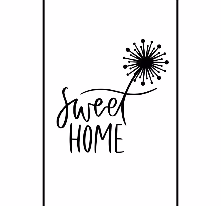 Toile fenêtre avec phrase doux foyer avec pissenlit - TenStickers