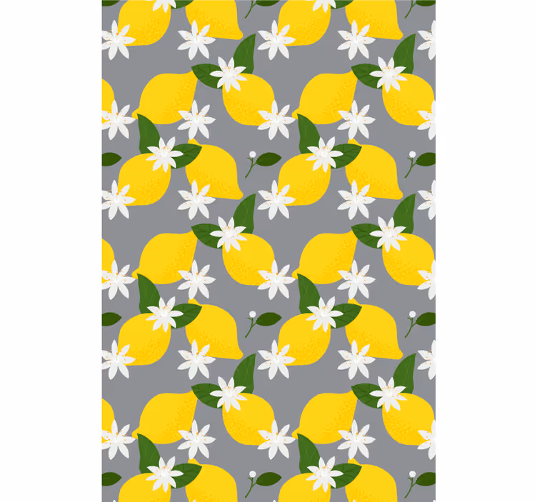 Toile fenêtre fruits et légumes motif floral citron - TenStickers