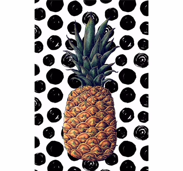 Toile fenêtre fruits et légumes ananas à pois - TenStickers