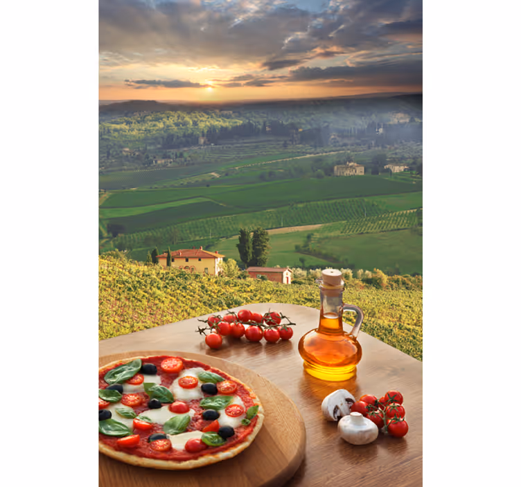 Toile fenêtre fruits et légumes paysage culinaire italien - TenStickers