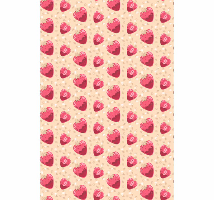 Toile fenêtre fruits et légumes motif coeur de fraise - TenStickers