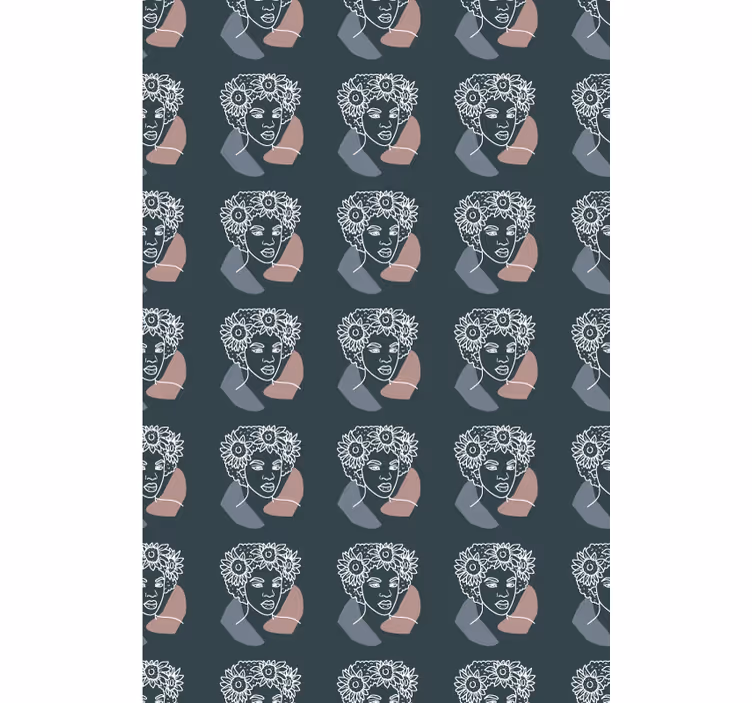 Toile fenêtre dessin visages floraux abstraits - TenStickers