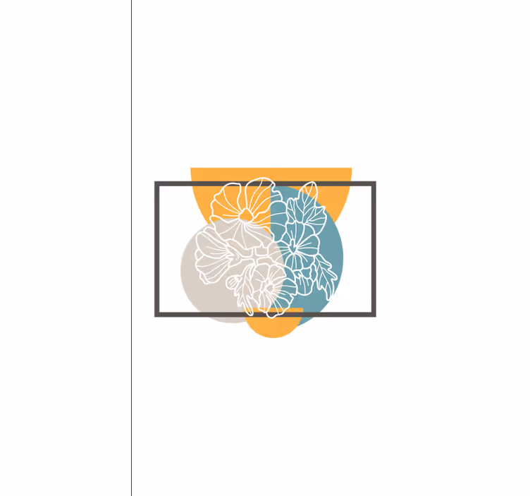 Toile fenêtre fleurs et plantes cadre abstrait minimaliste - TenStickers