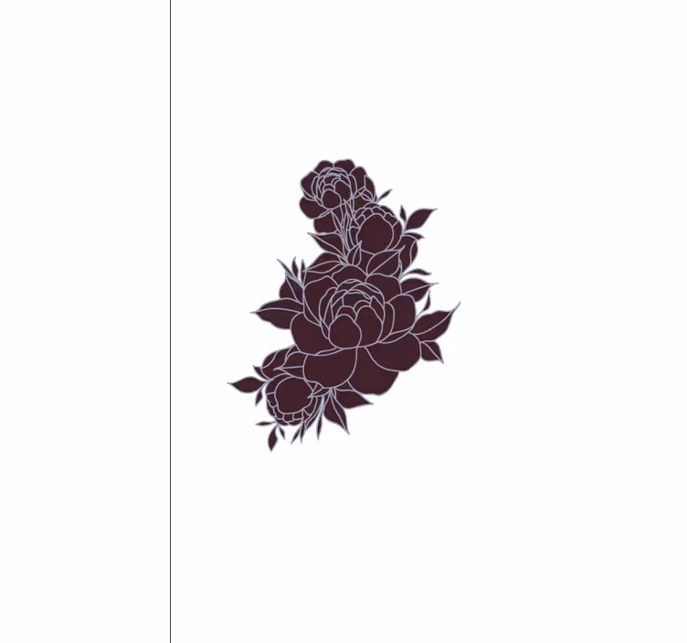 Toile fenêtre fleur roses noires gracieuses - TenStickers