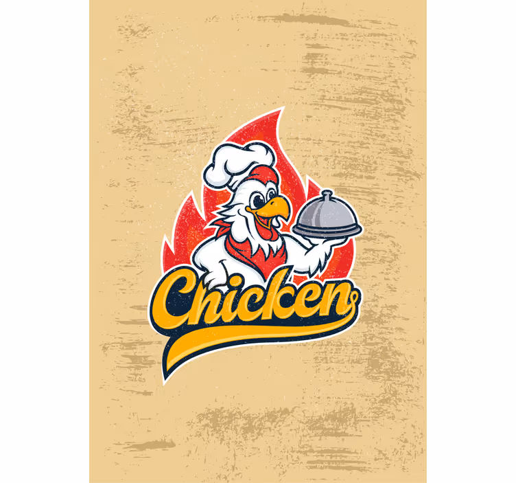 Toile fenêtre cuisine service de poulet du chef - TenStickers