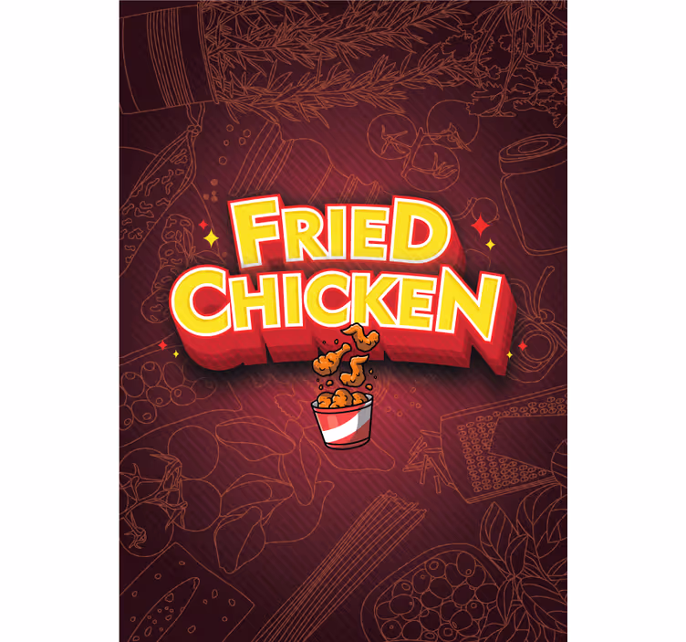 Toile fenêtre avec phrase délice de poulet frit - TenStickers