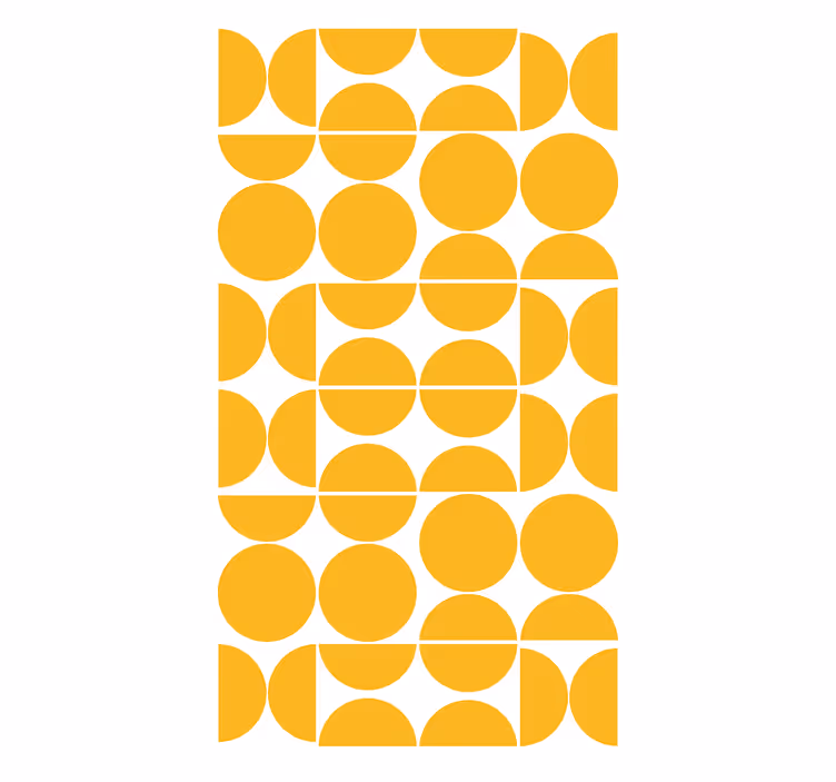 Toile fenêtre moderne cercles jaunes superposés - TenStickers