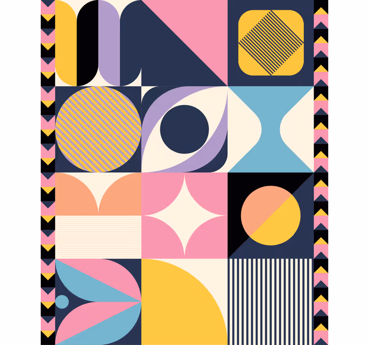 Toile fenêtre moderne collage de formes géométriques - TenStickers