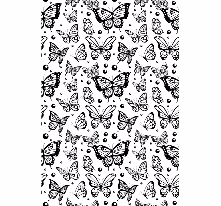 Toile fenêtre papillon noir et blanc flottant - TenStickers