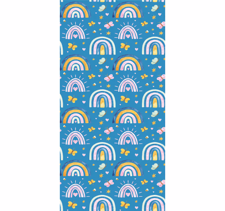 Toile fenêtre chambre enfant design papillons arc-en-ciel - TenStickers