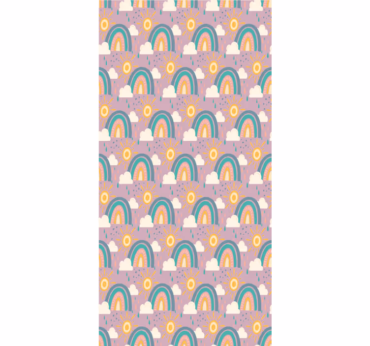 Toile fenêtre chambre enfant arcs-en-ciel et soleils - TenStickers