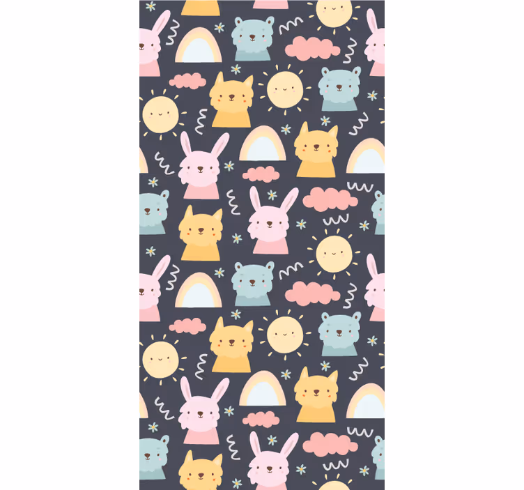 Toile fenêtre amusant motif d'animaux ludiques - TenStickers