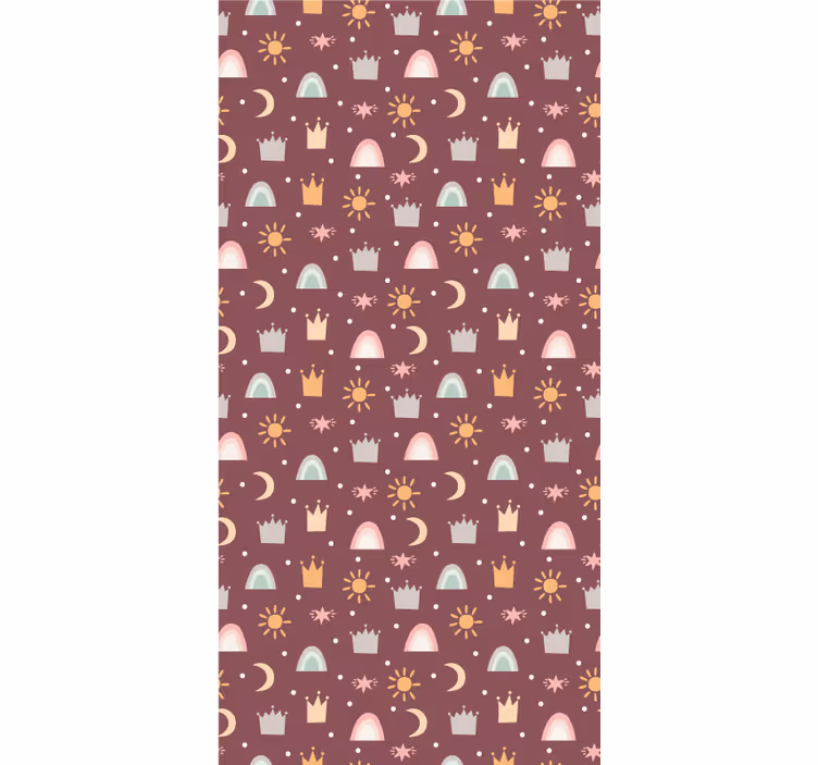 Toile fenêtre chambre bébé motif couronne et arc-en-ciel - TenStickers