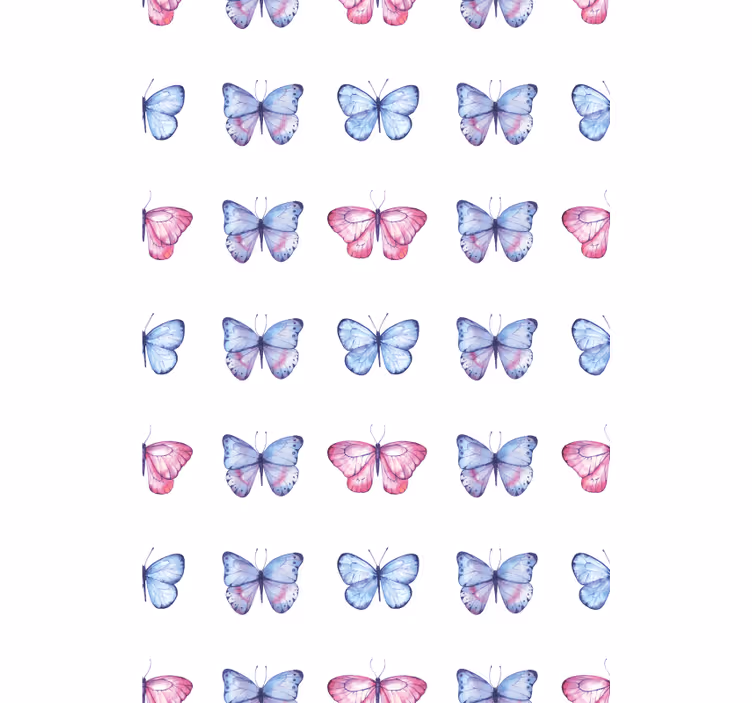 Toile fenêtre papillon ailes bleues et roses - TenStickers