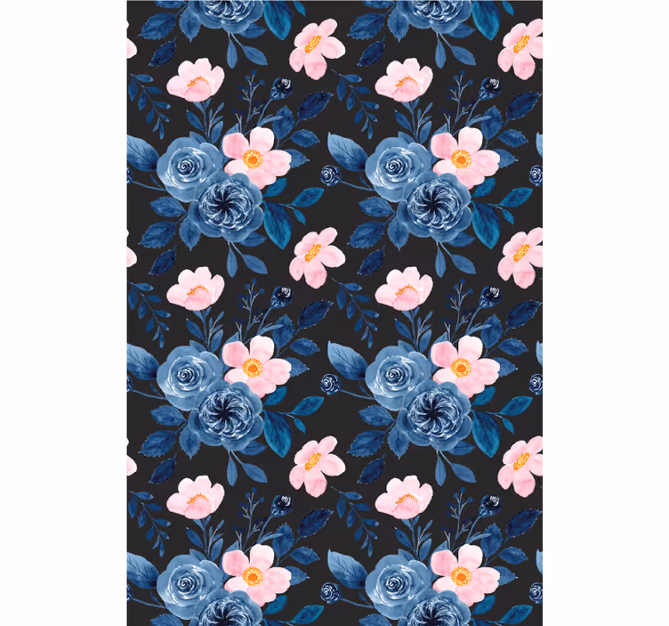 Toile fenêtre fleurs et plantes motif floral bleu - TenStickers