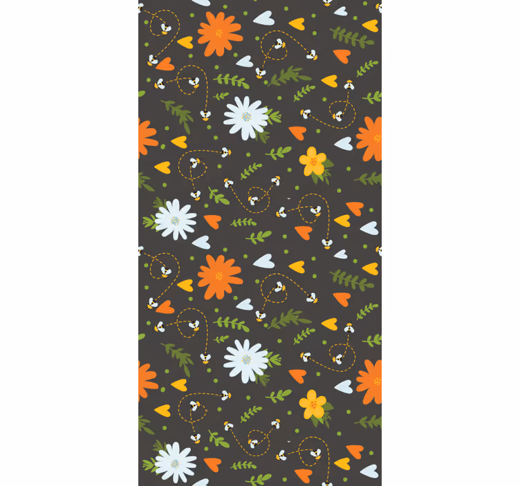 Toile fenêtre fleurs et plantes motif d'abeilles - TenStickers