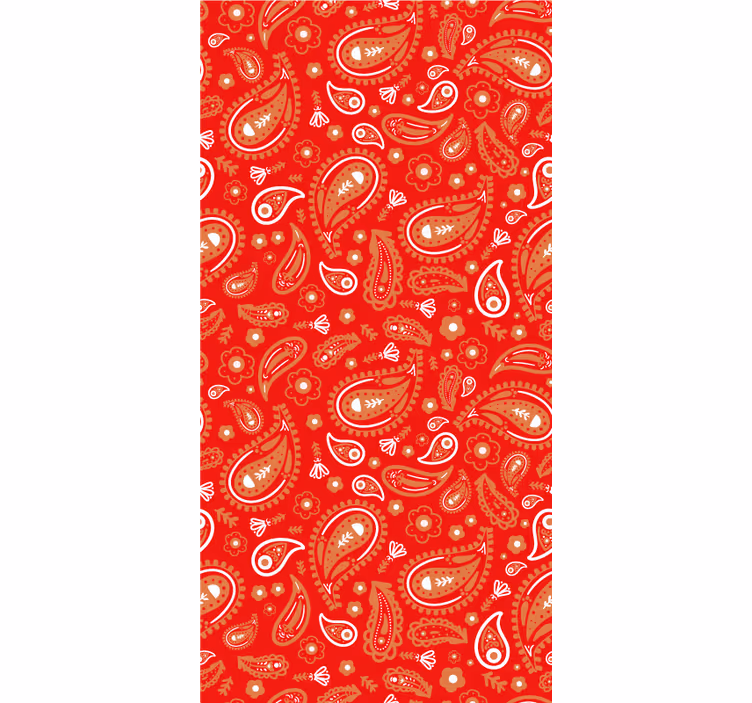 Toile fenêtre fleur motif cachemire rouge - TenStickers