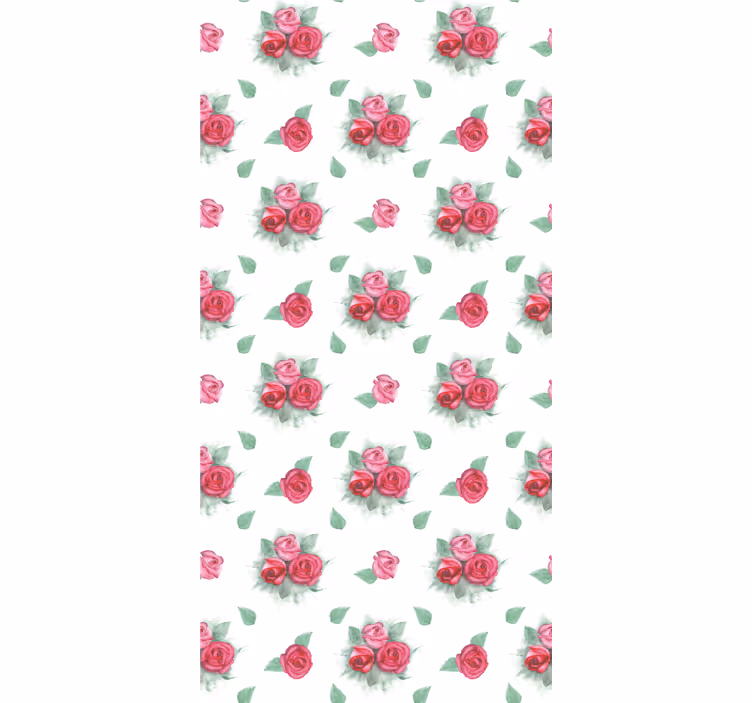 Toile fenêtre fleurs et plantes roses avec des feuilles - TenStickers
