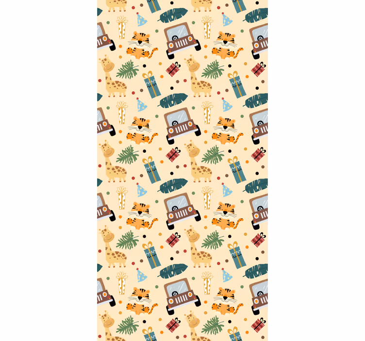 Toile fenêtre chambre enfant aventures safari - TenStickers