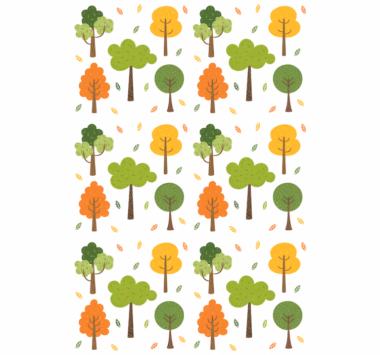 Toile fenêtre arbre motif coloré - TenStickers