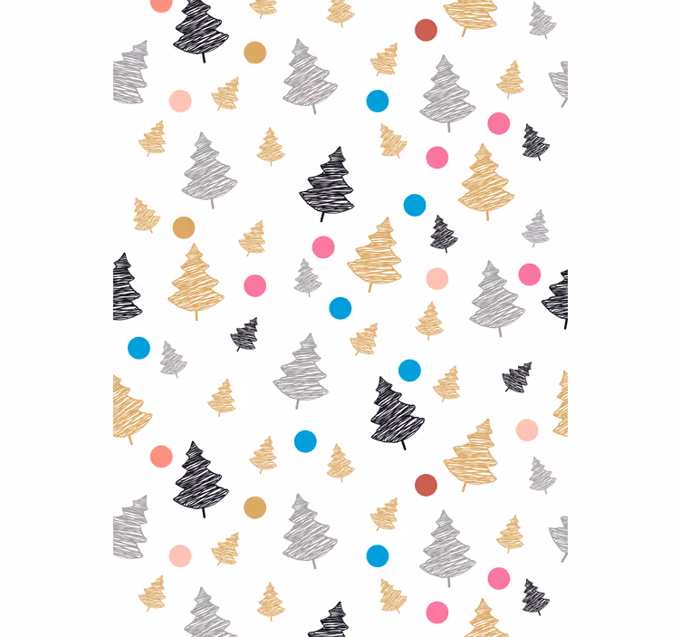 Toile fenêtre arbre pin stylisé abstrait - TenStickers