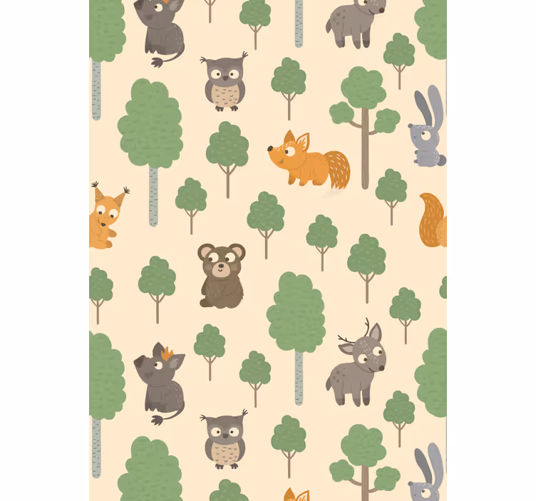 Toile fenêtre chambre enfant bébés créatures de la forêt - TenStickers