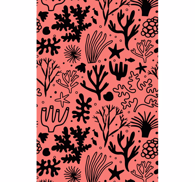 Toile fenêtre fleurs et plantes motif de récif corallien - TenStickers