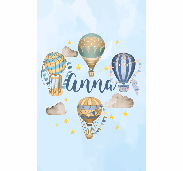 Toile fenêtre personnalisé montgolfières avec nom - TenStickers