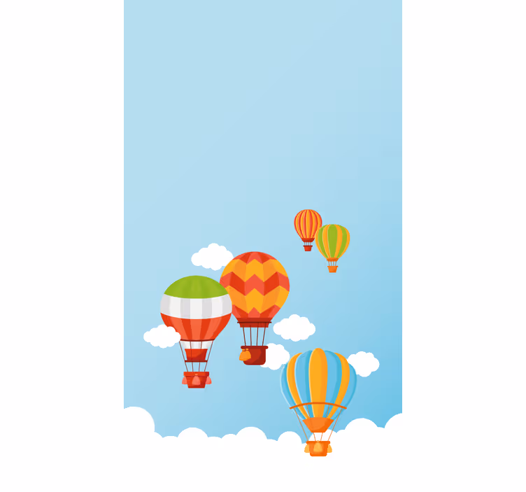 Toile fenêtre chambre enfant montgolfières colorées - TenStickers