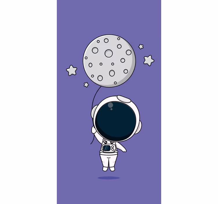 Toile fenêtre amusant astronaute tenant la lune - TenStickers