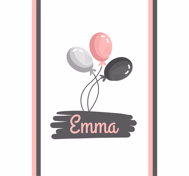 Toile fenêtre chambre enfant ballons avec nom - TenStickers