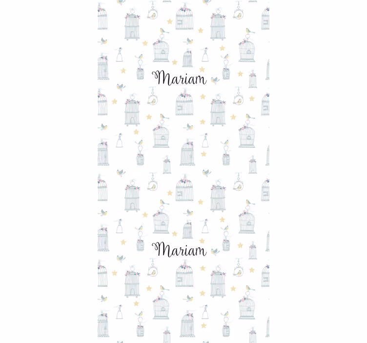 Toile fenêtre chambre bébé cages à oiseaux avec nom - TenStickers