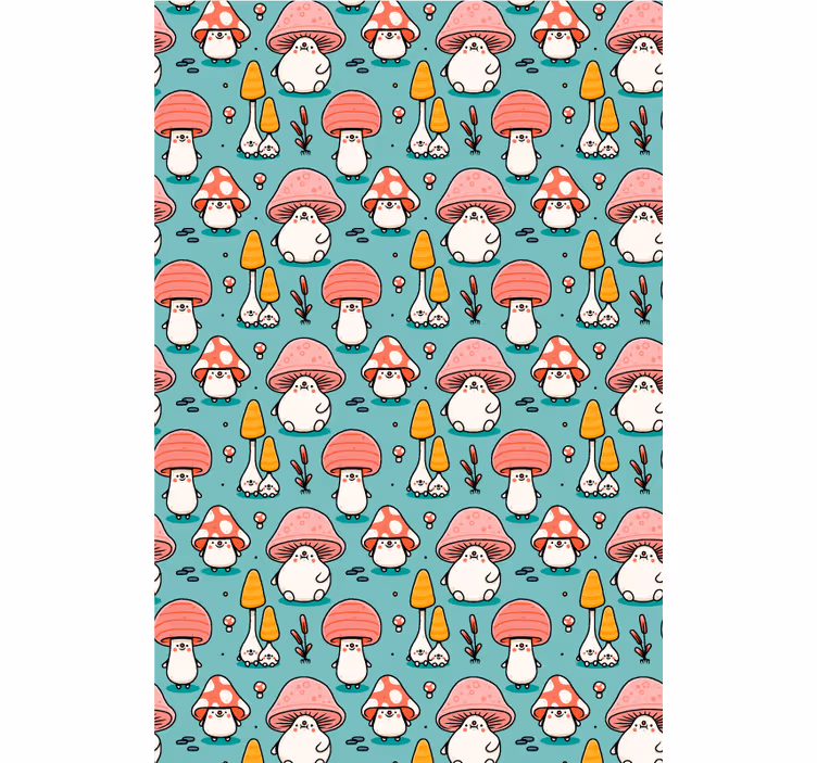 Toile fenêtre chambre enfant personnages champignons bébé - TenStickers