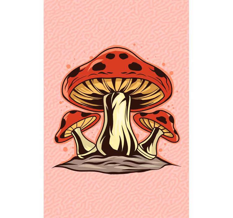 Toile fenêtre fleurs et plantes trio de champignons vibrants - TenStickers