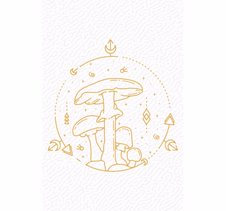 Toile fenêtre champignons et géométrie - TenStickers