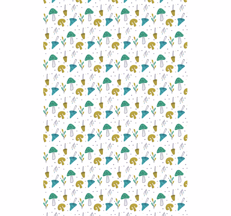 Store champignons motif bleu clair dessin main - TenStickers