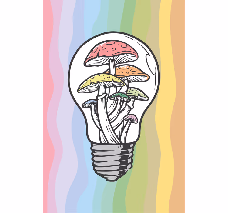 Toile fenêtre fleurs et plantes ampoule à champignon art - TenStickers