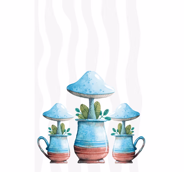 Toile fenêtre fleurs et plantes pots de champignons - TenStickers
